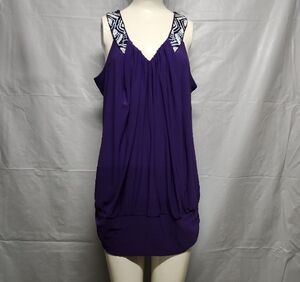 Purple Sleeveless Dress with Embellished Straps